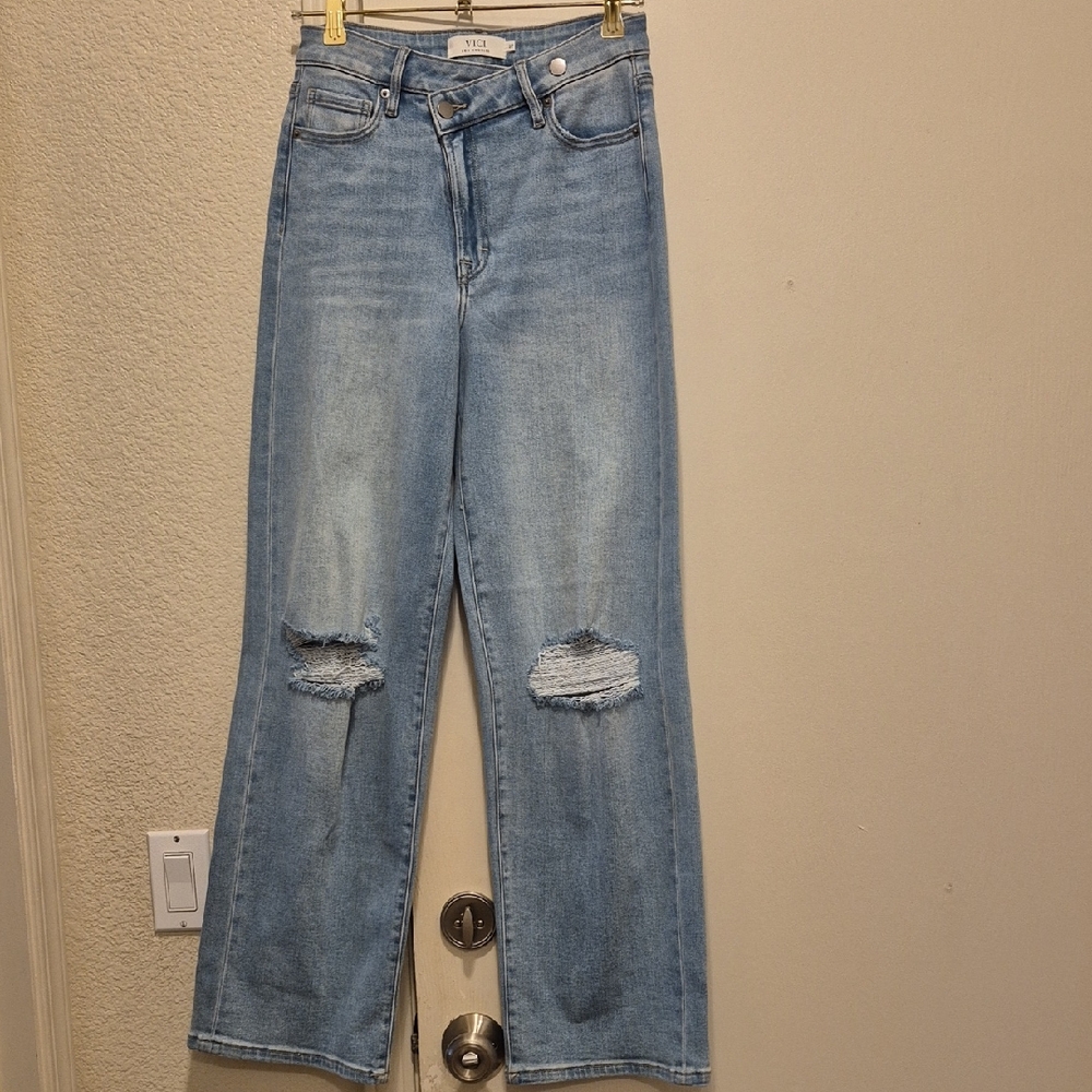 Women's Light Blue Distressed Jeans